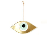 LARGE EYE GOLD SHAPED - GREEN TURQUOISE