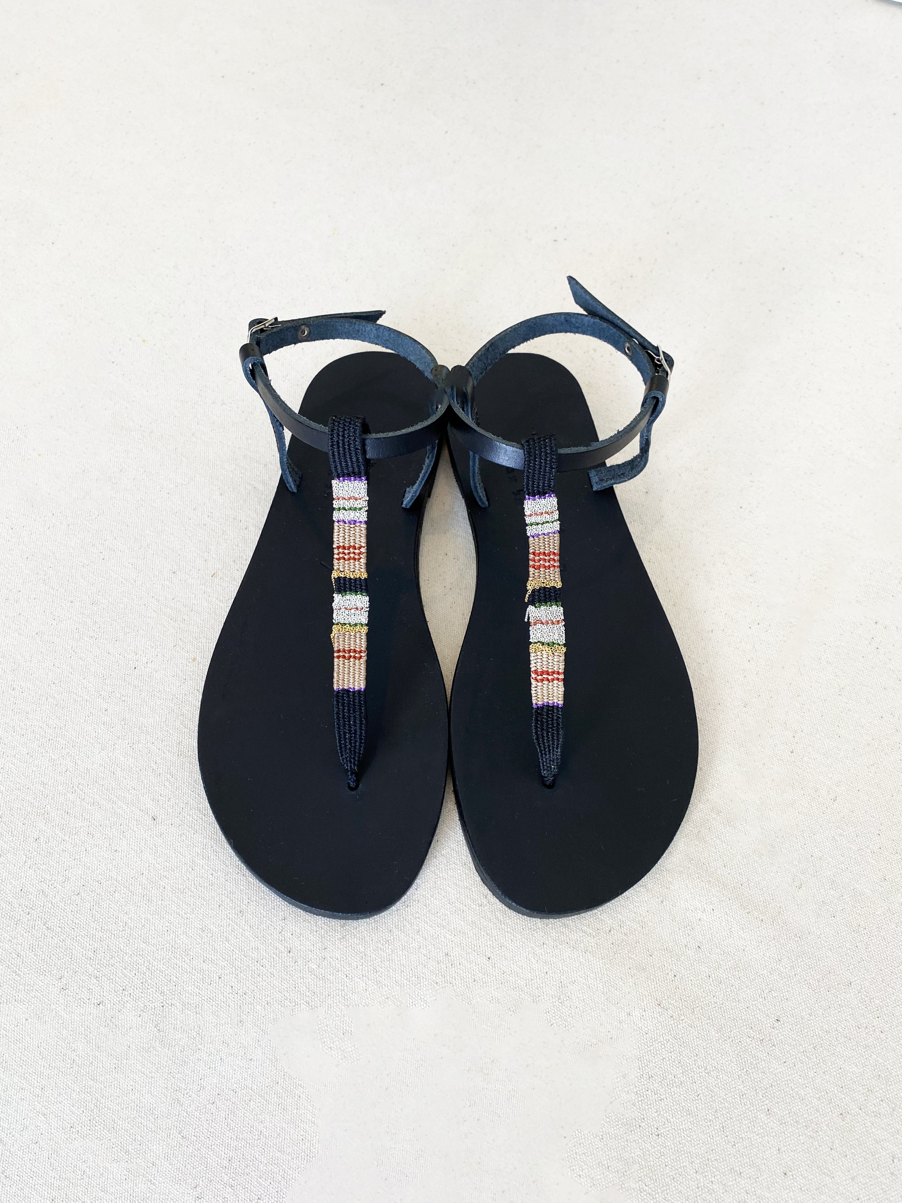JEWEL SANDALS ALL BLACK â Greek Sandals Official