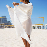Ponpon Cotton Voil Pareo ~ OFF WHITE