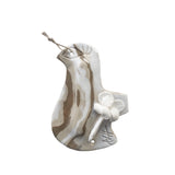 CERAMIC MEZUZAH WITH SAND STRIPES & WHITE FLOWER