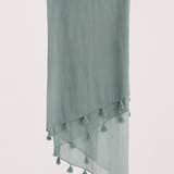 Ponpon Cotton Voil Pareo ~ BLUE SURF