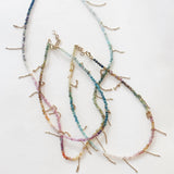 NECKLACE MULTI FRANGES - GOLD WITH TOURMALINE RAINBOW 40 CM