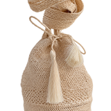 THE MINI HIPPIE RAFIA BAG - LACE BIANCO