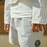 DARIO UNISEX SHORT BLUE & BLACK STRIPES