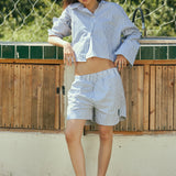 DARIO UNISEX SHORT BLUE & BLACK STRIPES