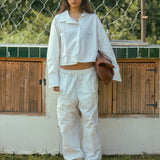BIANCA ASYMMETRIC SHIRT WHITE & BLUE STRIPES