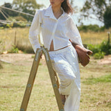 BRUNO PANEL PANTS WHITE & LIGHT BLUE STRIPES