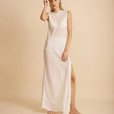 MAXI SLIT DRESS -WHITE