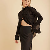 MAXI SKIRT SLIT - BLACK
