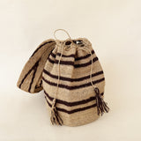 THE HIPPIE RAFIA BAG _ DEEP BROWN DOUBLE STRIPES