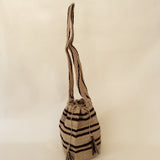 THE HIPPIE RAFIA BAG _ DEEP BROWN DOUBLE STRIPES