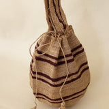 THE HIPPIE RAFIA BAG _ DOUBLE STRIPES BORDEAUX