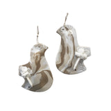 CERAMIC MEZUZAH WITH SAND STRIPES & WHITE FLOWER