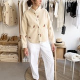 FLOWERY FLEECE VESTE