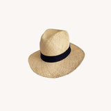 TRIMMED RAFIA SUNHAT & BLACK RIBBON