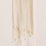 Ponpon Cotton Voil Pareo ~ OFF WHITE