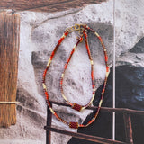 MESA ANKLE BRACELET- LIGHT BROWN AND ORANGE