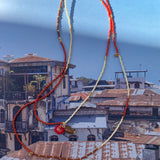 SAUTOIR NECKLACE ORANGE AND OFF WHITE