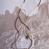 SAUTOIR NECKLACE BROWN AND OFF WHITE