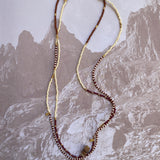 SAUTOIR NECKLACE BROWN AND OFF WHITE