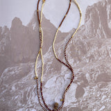 SAUTOIR NECKLACE BROWN AND OFF WHITE