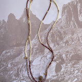 SAUTOIR NECKLACE BROWN AND OFF WHITE