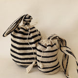 THE MINI HIPPIE RAFIA BAG, BLACK STRIPES