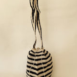 THE MINI HIPPIE RAFIA BAG, BLACK STRIPES
