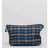 DARK BLUE CHECKERED TOILETRY BAG