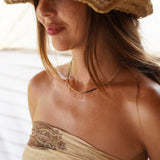 NECKLACE MULTI FRANGES - GOLD WITH TOURMALINE RAINBOW 40 CM