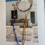 SAUTOIR NECKLACE -BLUE AND SAND