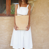 TOTE LEATHER BAG~ SUEDE CAMEL