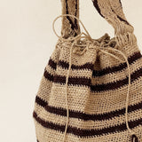 THE HIPPIE RAFIA BAG _ DEEP BROWN DOUBLE STRIPES