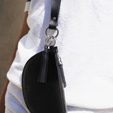 BLACK LEATHER HALF MOON WALLET